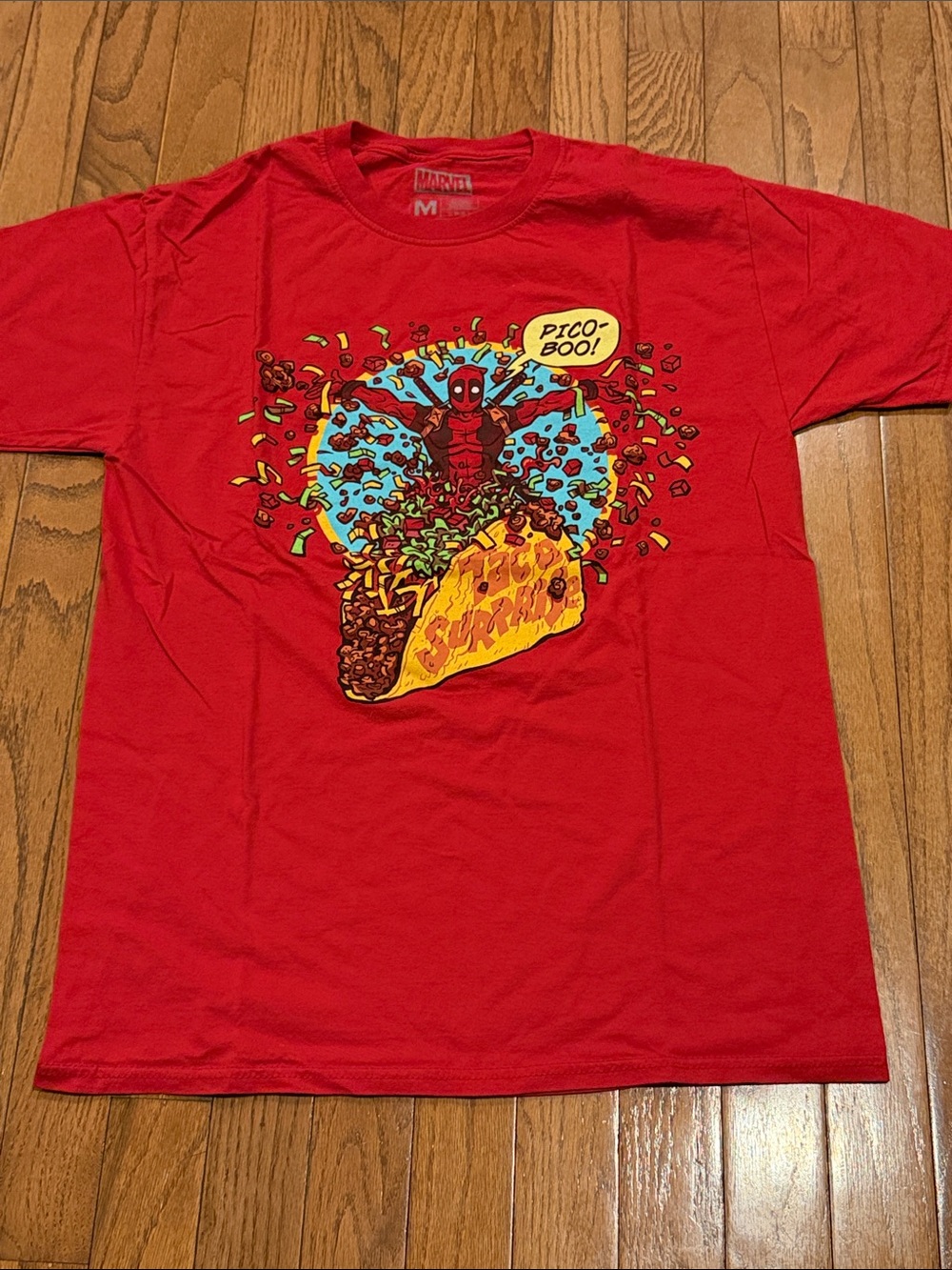 Marvel Red Deadpool Taco Graphic Short Sleeve Tee